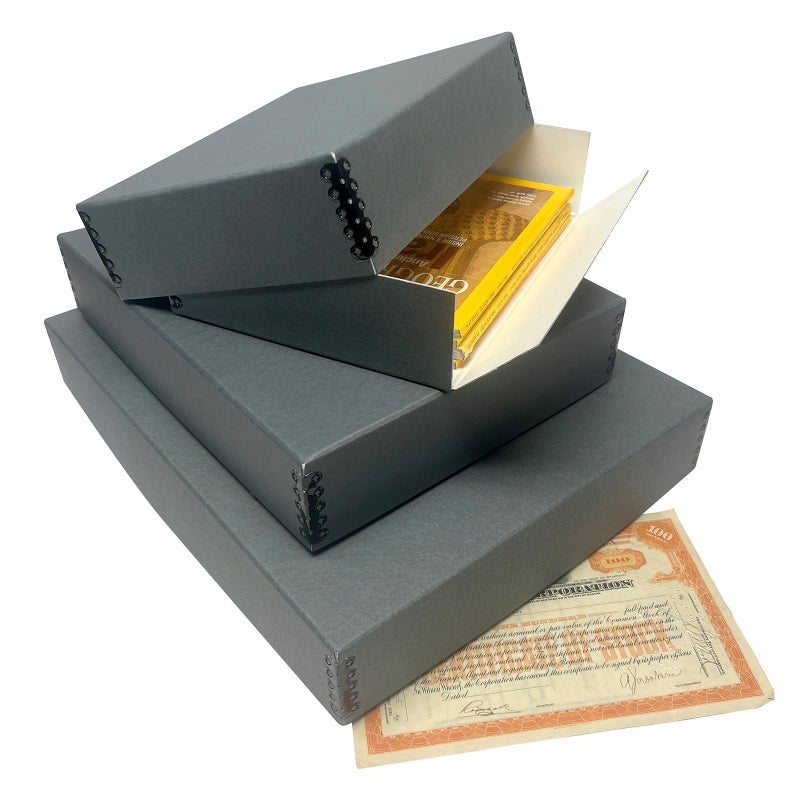 Lineco Museum Archival Storage Box, 17.75x22.75x3 in. Drop Front Design. Acid-Free with Metal Edge. Organize Photos, Pictures, Prints, Documents, Crafts, DIY. Gray, 1 Pack - Image 5